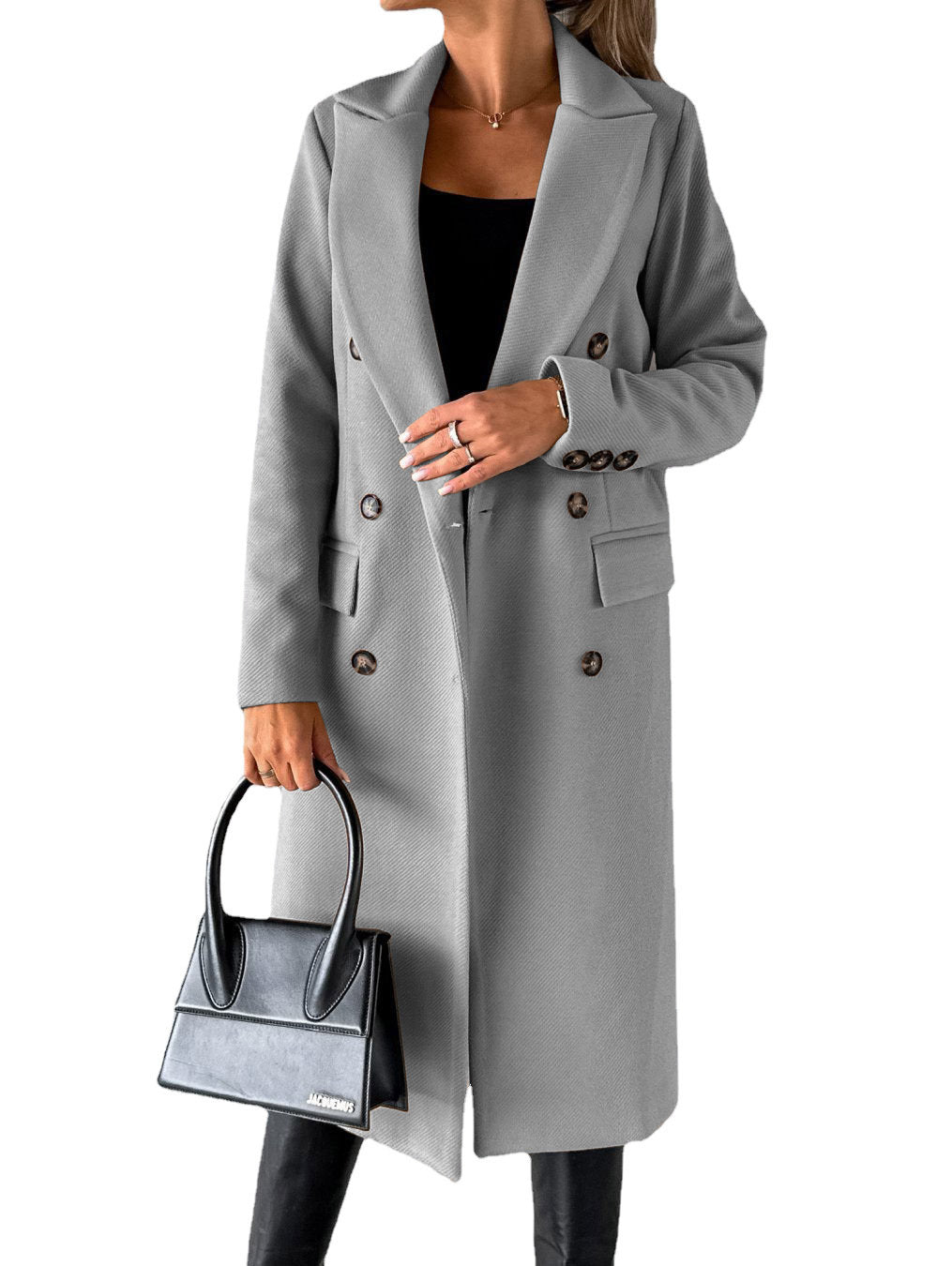 Women's Double-Breasted Long Lapel Coat