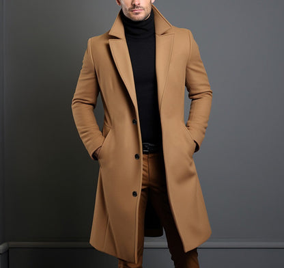 Men's Classic Single-Breasted Trench Coat