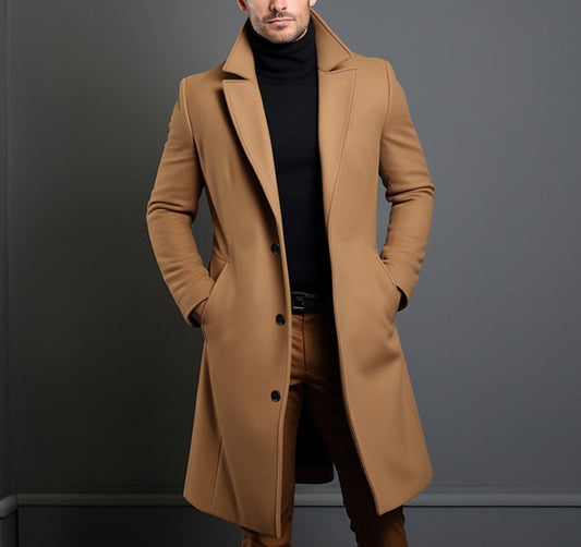 Men's Classic Single-Breasted Trench Coat