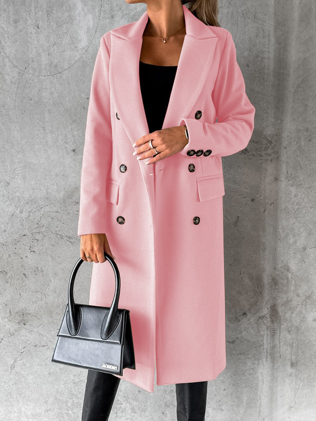 Women's Double-Breasted Long Lapel Coat