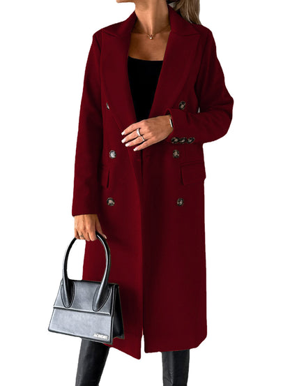 Women's Double-Breasted Long Lapel Coat