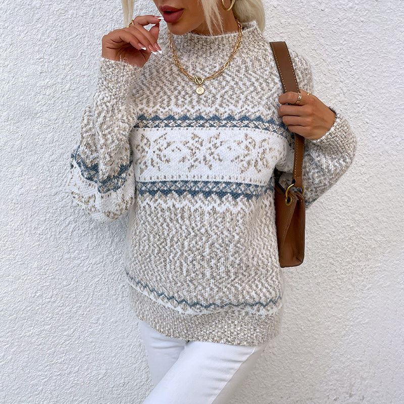 Women's Winter Snowflake Luxe Turtleneck Sweater
