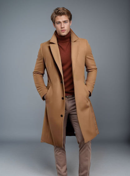 Men's Classic Single-Breasted Trench Coat