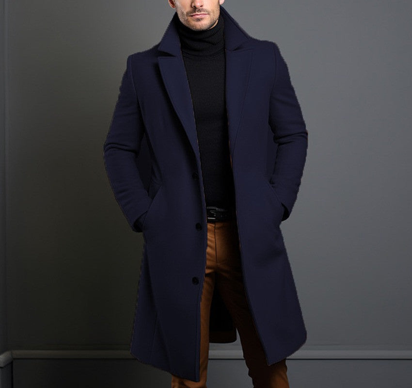 Men's Classic Single-Breasted Trench Coat