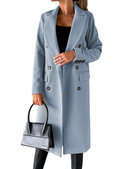 Women's Double-Breasted Long Lapel Coat