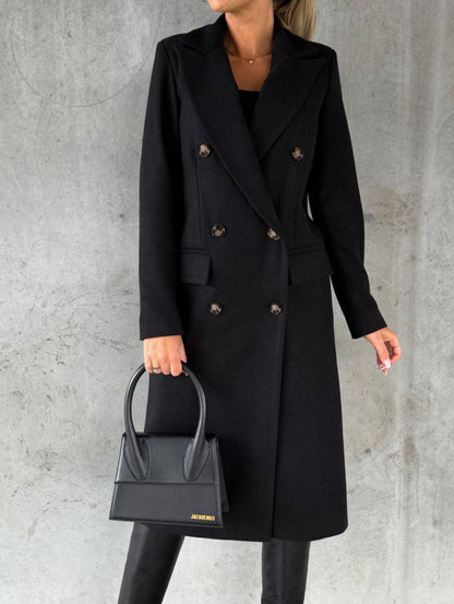 Women's Double-Breasted Long Lapel Coat