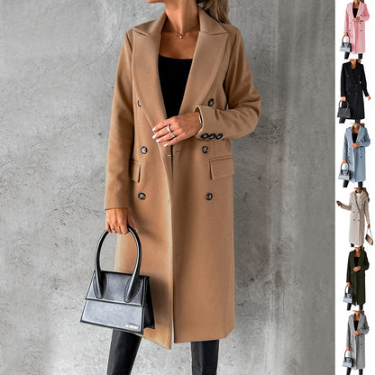 Women's Double-Breasted Long Lapel Coat
