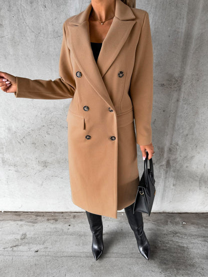 Women's Double-Breasted Long Lapel Coat